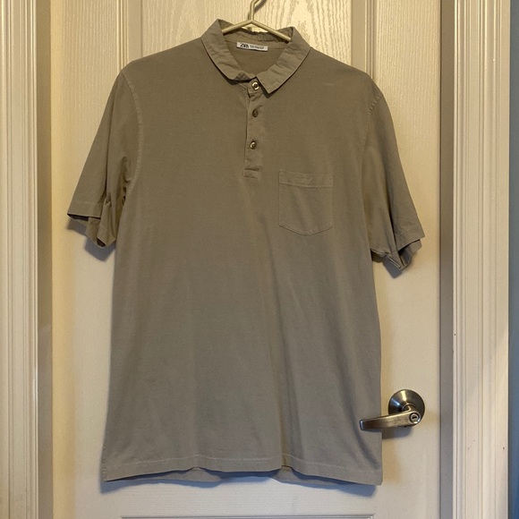 ZARA COMBINATION KNIT POLO STONE - Picture 2 of 5